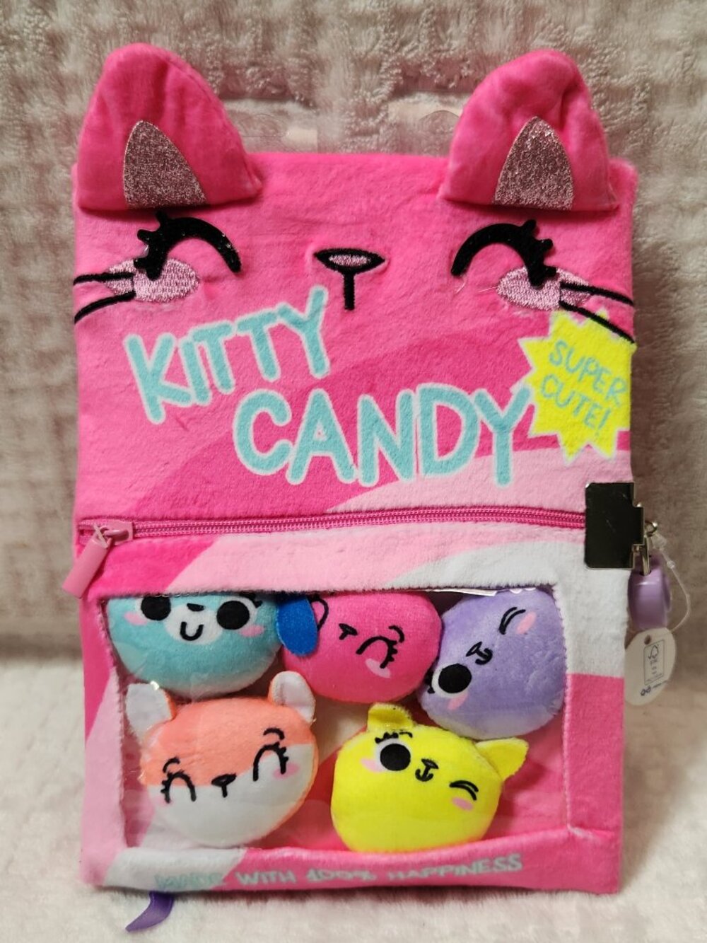 CLAIRE'S Kitty Candy Furry Lock Diary Journal - NEW NWT
